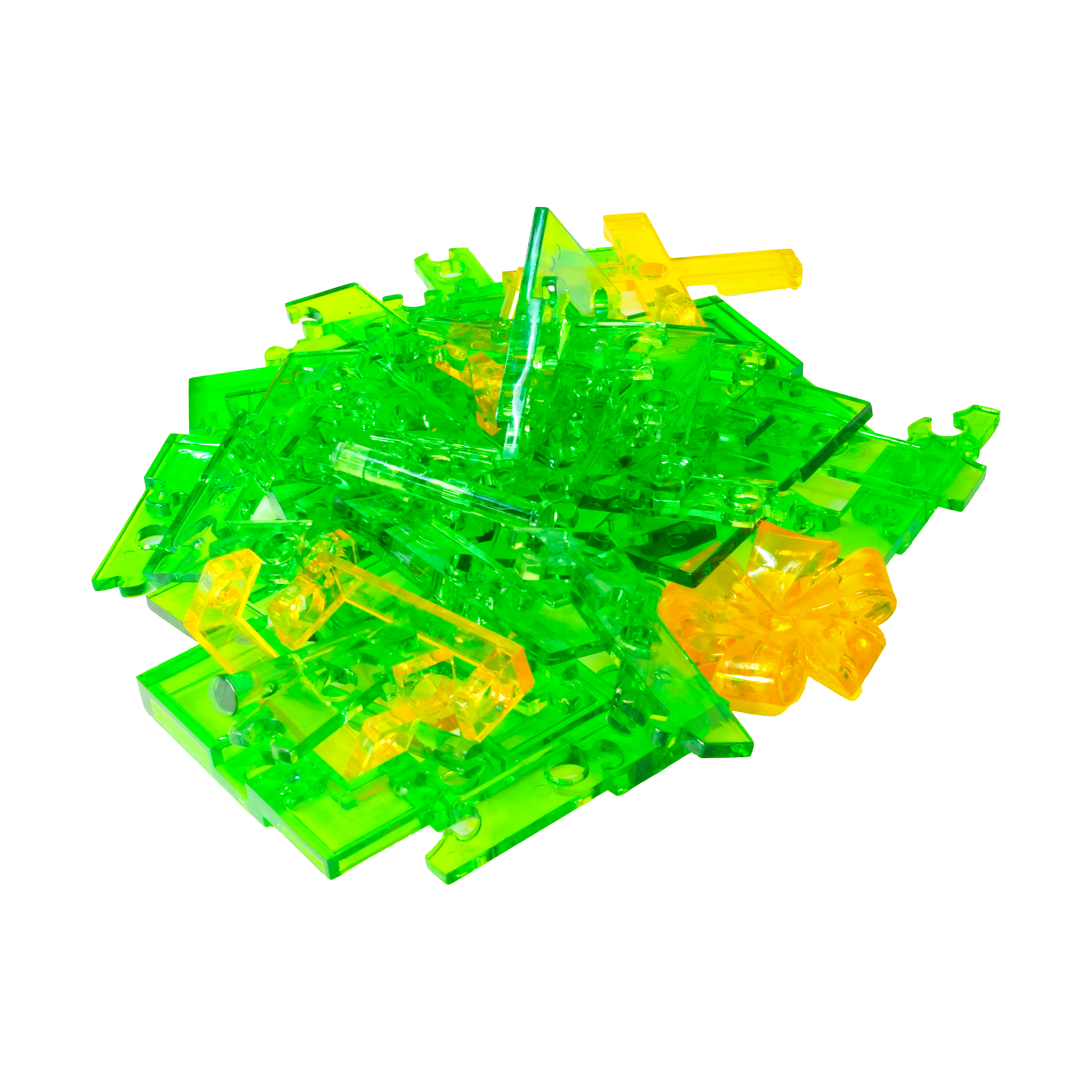 AreYouGame.com 3D Crystal Puzzle - Gift Box (Green with Yellow Ribbon): 38 Pcs