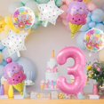 thumbnail image 4 of Globos de helado con el número 3 de color rosa para decoración de fiestas, 4 of 7