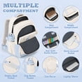 thumbnail image 4 of QWKLEAJ Aesthetic Laptop Backpack for Teen Girls & College Women,Two Tone Color Block School Bookbag with Small Coin Purse,Multi-Pocket Waterproof Daypack for School & Travel & Daily Use Blue, 4 of 7
