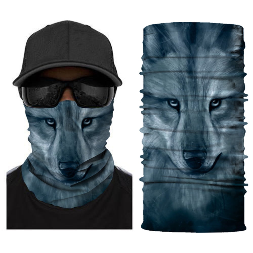Face Scarf Bandanas Casual Headwear Seamless Neck Gaiter Fire and Ice Wolf for Women/Men