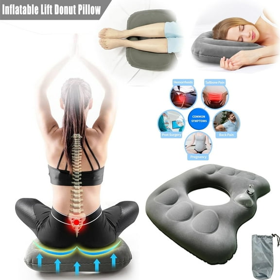 Soapow Inflatable Seat Cushion, Lift Donut Pillow for Tailbone, Hemorrhoid, Bed Sores, Pain Relief, Relieve Pressure, Sitting Coccyx Cushion for Home Car Office