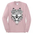 thumbnail image 2 of Drawn Tribal Wolf Animal Lover Mens Long Sleeve Shirt, Light Pink, Medium, 2 of 3