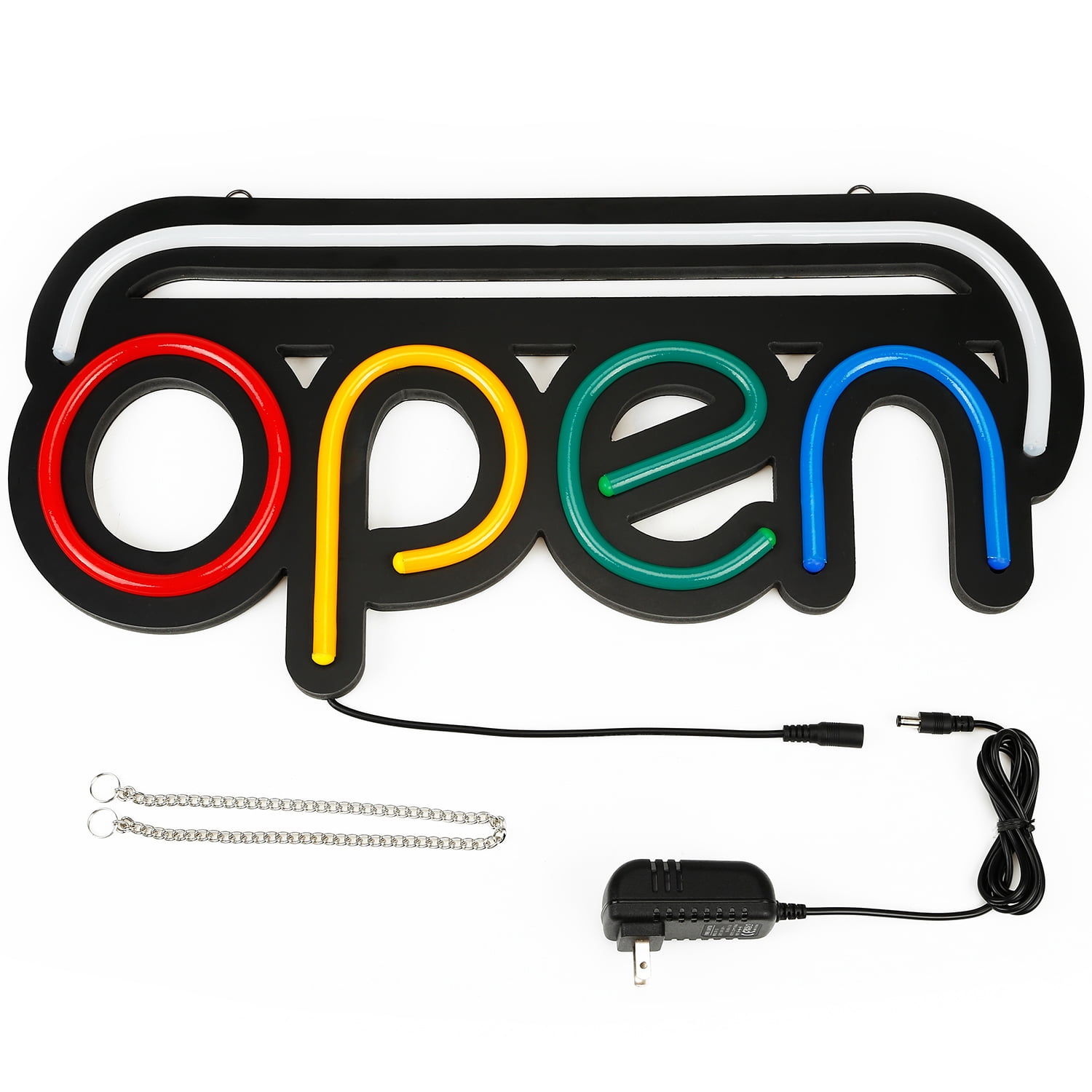 Business OPEN LED Neon Light Sign, 19.7 Inch x 9.8 Inch, Bright Neon Multicolor Style, Open Signs for Business, RGB Letter Window Displaying Light, Bar, Restaurant, Store, Salon, Gas Station, Door