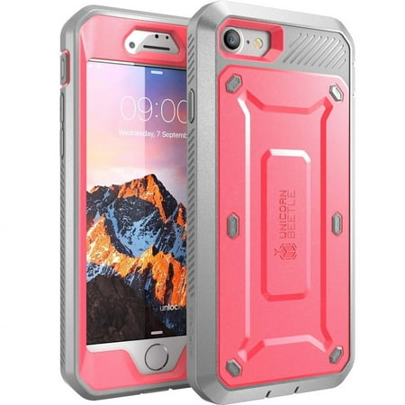 SUPCASE Unicorn Beetle Pro Series Case Designed for iPhone SE 3rd Gen (2022) / iPhone SE 2nd Gen (2020) / iPhone 7 / iPhone 8, Full-Body Rugged Holster Case with Built-In Screen Protector (Pink)