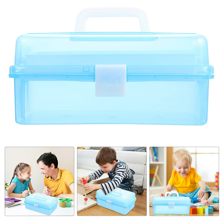 TINKSKY 1pc Portable Handle Plastic Tool Box Three Layers Storage Box for  Home 