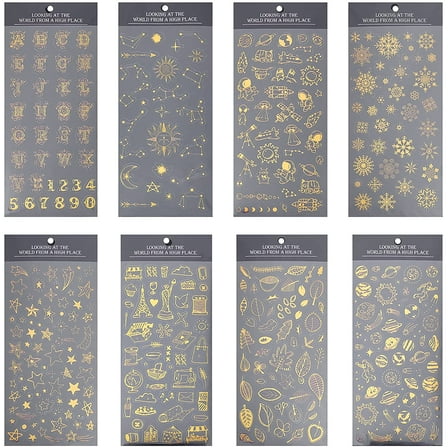 8PCS Self-Adhesive Stickers Mixed Style Decorative Star Snowflake Stickers