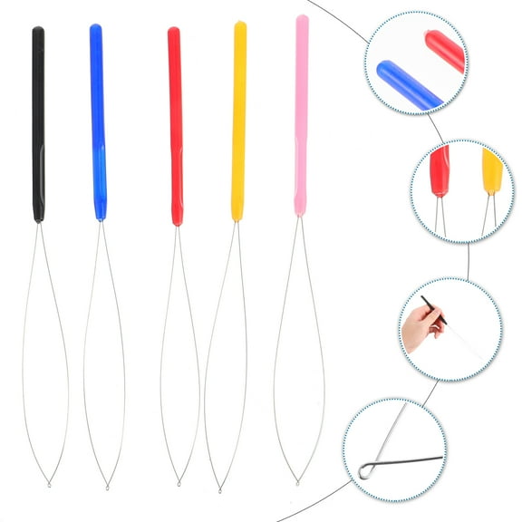 KALLORY 10-Piece Assorted Color Lightweight Hair Pulling Hooks for Knitting, Extensions, and Styling Accessories