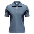 thumbnail image 6 of AZoiNM Men's Corduroy Short Sleeve Shirt Half Zip Collared Casual Stretch Fit Tee, 6 of 10