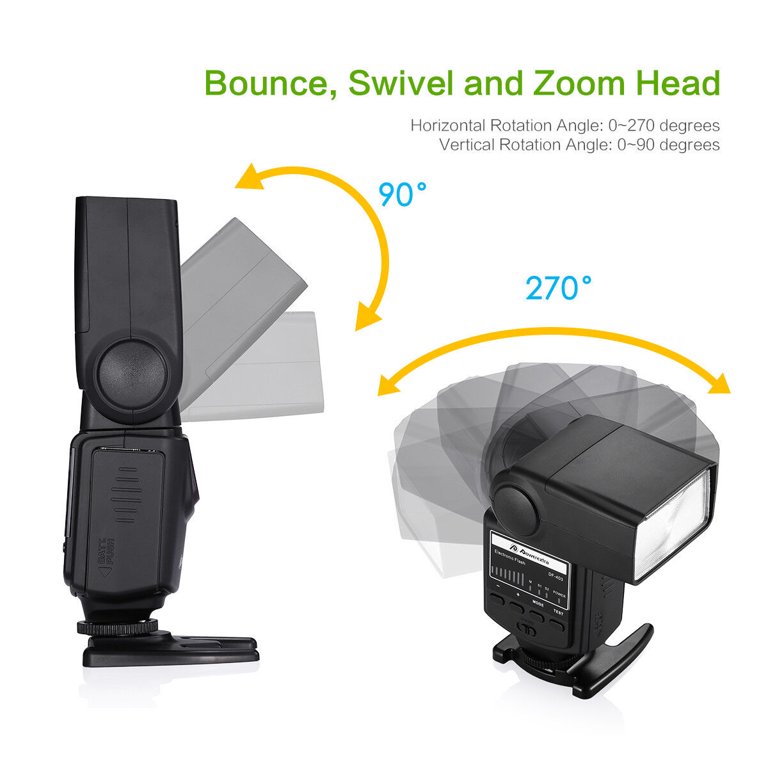 Powerextra Flash Gun Speedlite For Canon, Nikon, Fujifilm, Pentax, Olympus DSLR Cameras