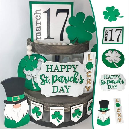 

St. Patricks Day Tiered Tray Set | St. Paddy s Day Decor | Set Of 6 | Leprechaun Tiered Tray | DIY St s Tiered Tray Set