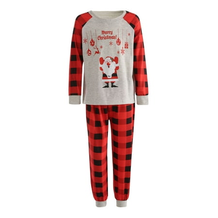 

hirigin Parent-Child Christmas Nightclothes Round Neck Tops Trousers / Romper