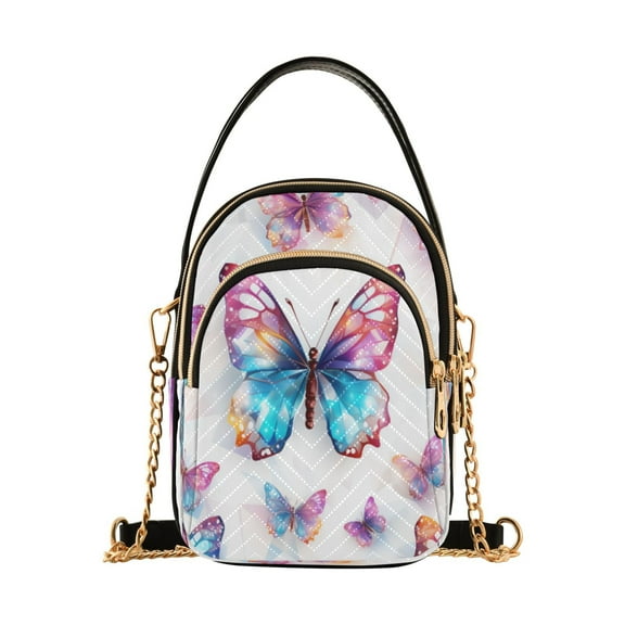 ALAZA Chain Crossbody Bags for Women Butterfly Shoulder Handbag Phone Purse