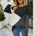 thumbnail image 2 of LYXSSBYX Long Sleeve Womens Tops Hot Sale Clearance Women's Long Sleeved Round-neck Patchwork Color Sweater Casual Loose Pullover Top, 2 of 6