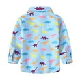 thumbnail image 4 of Odeerbi Toddler Boys Girls Shirt Fall Winter Dinosaur Print Button Down Shirts Jacket Long Sleeve Turndown Neck Jacket Printed Clothing Outwear Toddler Clothes Blue, 4 of 9