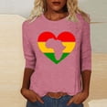 thumbnail image 2 of ibuvkizy Black History Month Shirts for Women 3/4 Length Sleeve Tops Ladies' Black Month Fashion Printed Round Neck 3/4 Sleeve T-shirt Loose Top,Pink,S, 2 of 4