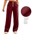 thumbnail image 4 of Comfy Elastic Waist Trousers for Women with Pockets Fashion Versatile Lace-up Wide Leg Pants Casual Loose Straight Pants, 4 of 8