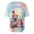 thumbnail image 2 of Happy Birthday Cute Kitten Devon Rex with Cake Gifts Party Hat All Over Print 3D Baseball Shirt Cat Lover Kitten Owner Gifts Softball Sport - 00029, 2 of 6