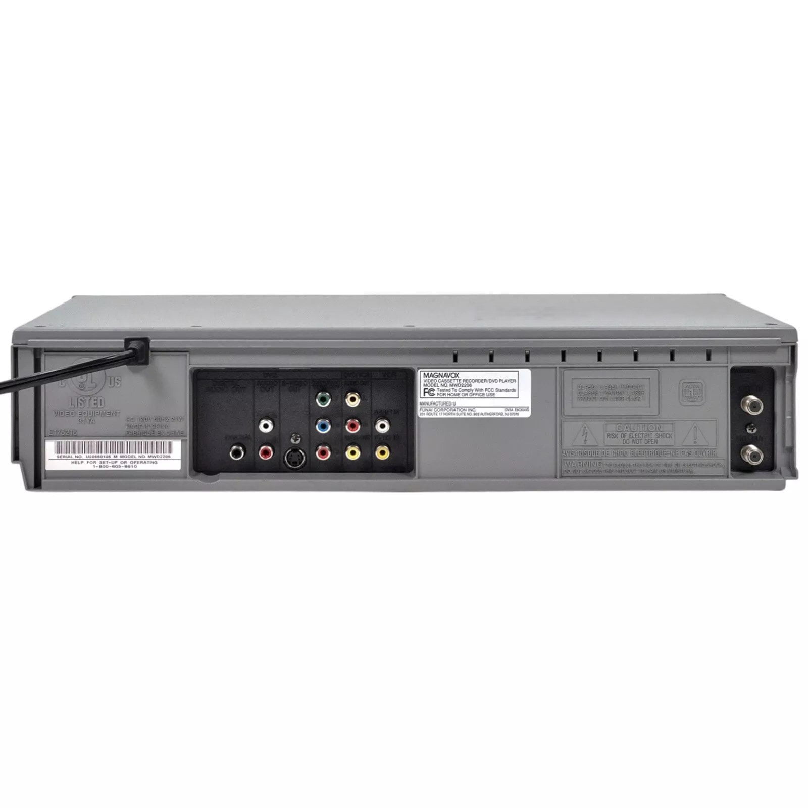 Magnavox MWD2206 DVD VCR VHS Combo Player - w/ Original Remote, Manual, A/V Cables & HDMI Converter
