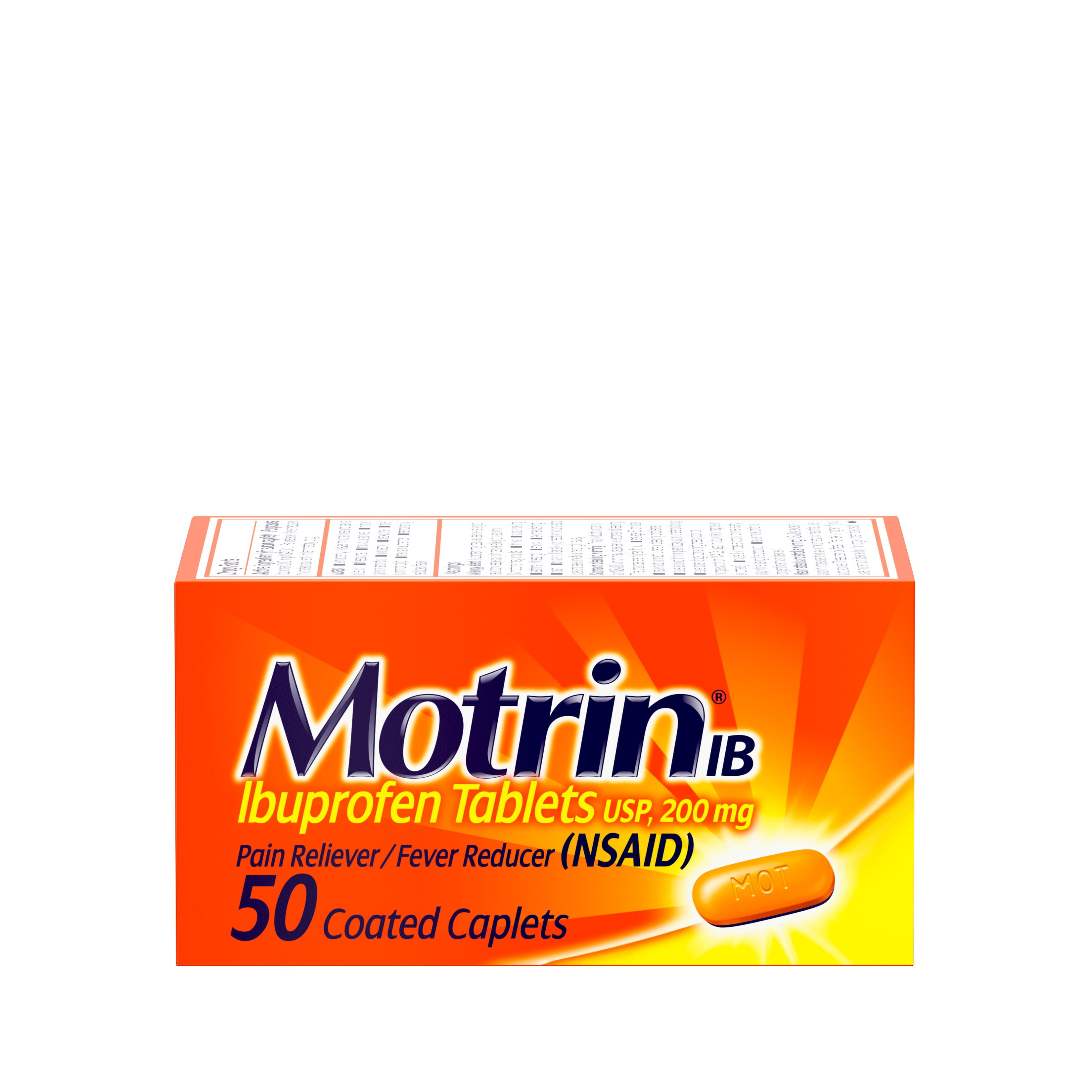 Motrin IB, Ibuprofen 200mg Tablets for Pain & Fever Relief, 50 Ct