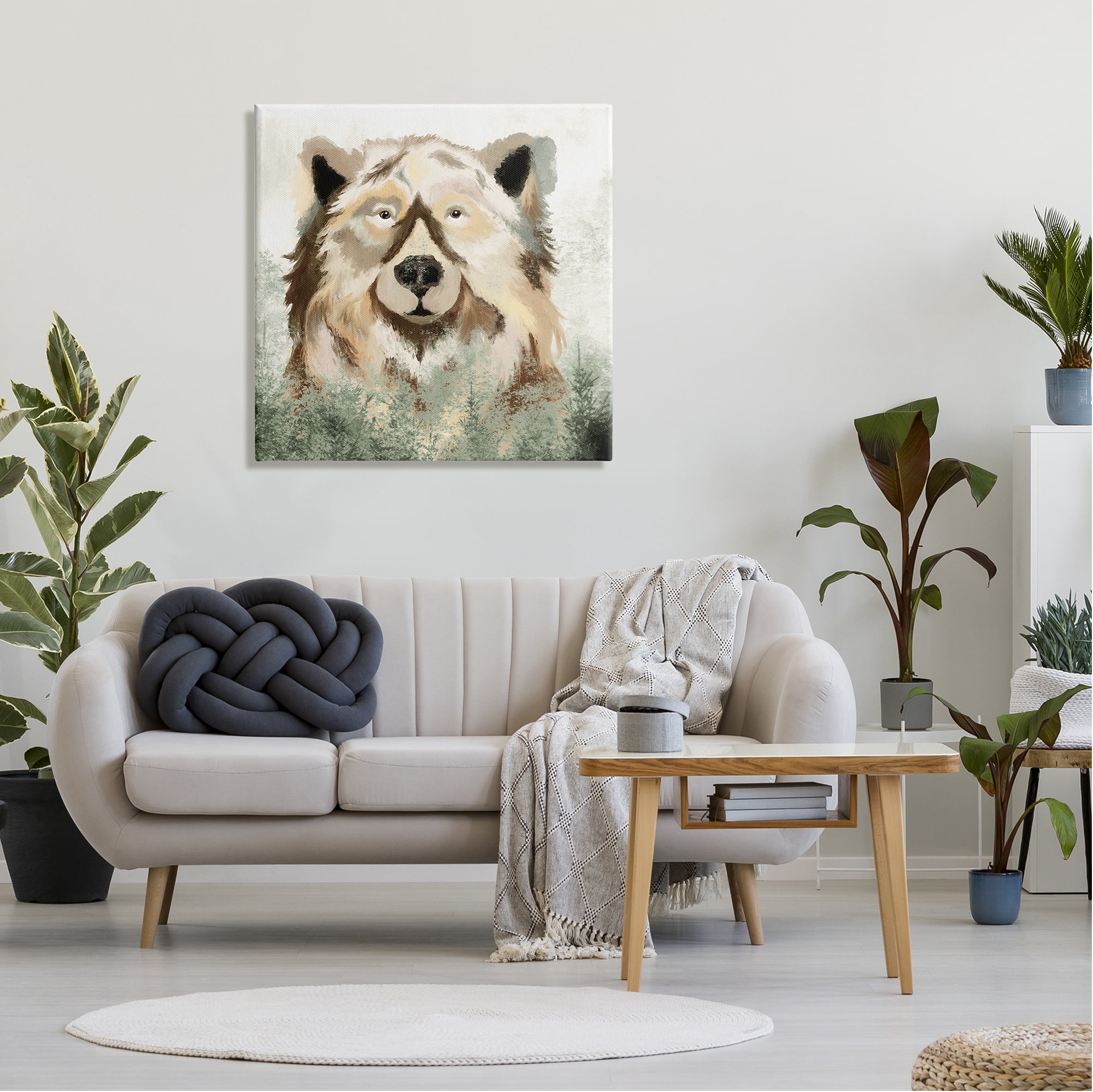 Stupell Bear Wildlife Nature Forest Trees Animals & Insects Painting Gallery Wrapped Canvas Print Wall Art
