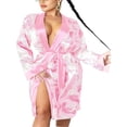 thumbnail image 4 of Aunavey Women's Dollars Money Print Short Silky Robes Kimono Bridesmaid Bride Party Satin Robes Sleepwear, 4 of 5