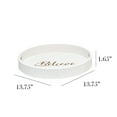 thumbnail image 3 of Decorative 13.75in Round Wood Serving Tray w Handles Believe, 3 of 7