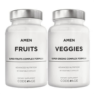 Amen Fruits   Veggies Vitamins Bundle, Raw Whole Fruits & Greens Vegetables Multivitamin,180 ct