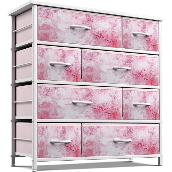 Sorbus Dresser for Kids Bedroom 8 Drawers - Storage Organizer Closet Furniture Chest for Girls & Boys, Nursery, Playroom, Clothes, Toys - Steel Frame, Wood Top, Fabric Bins (Tie-dye Pink)