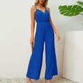 thumbnail image 3 of WREESH Womens Business Casual Jumpsuit Fashion Casual Solid Color Jumpsuit Blue, 3 of 7