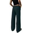 thumbnail image 7 of Uncuffed Pants for Women High Waisted Baggy Sweatpants Drawstring Elastic Waist Comfy Loose Fit Yoga Workout Long Trousers with Pockets Green M, 7 of 7