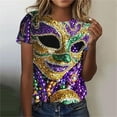 thumbnail image 1 of RKSTN Women's Oversized Mardi Gras T Shirts Crewneck Funny Carnival Graphic Printed Short Sleeve Shirts Tops Womens Casual Summer Plus Size Round Neck Loose Fits Comfy Holiday Tee Shirts, 1 of 5