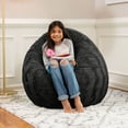 thumbnail image 3 of Jaxx Cocoon 4 Foot Kids Bean Bag Chair and Crash Pad - Faux Fur Black, 3 of 5