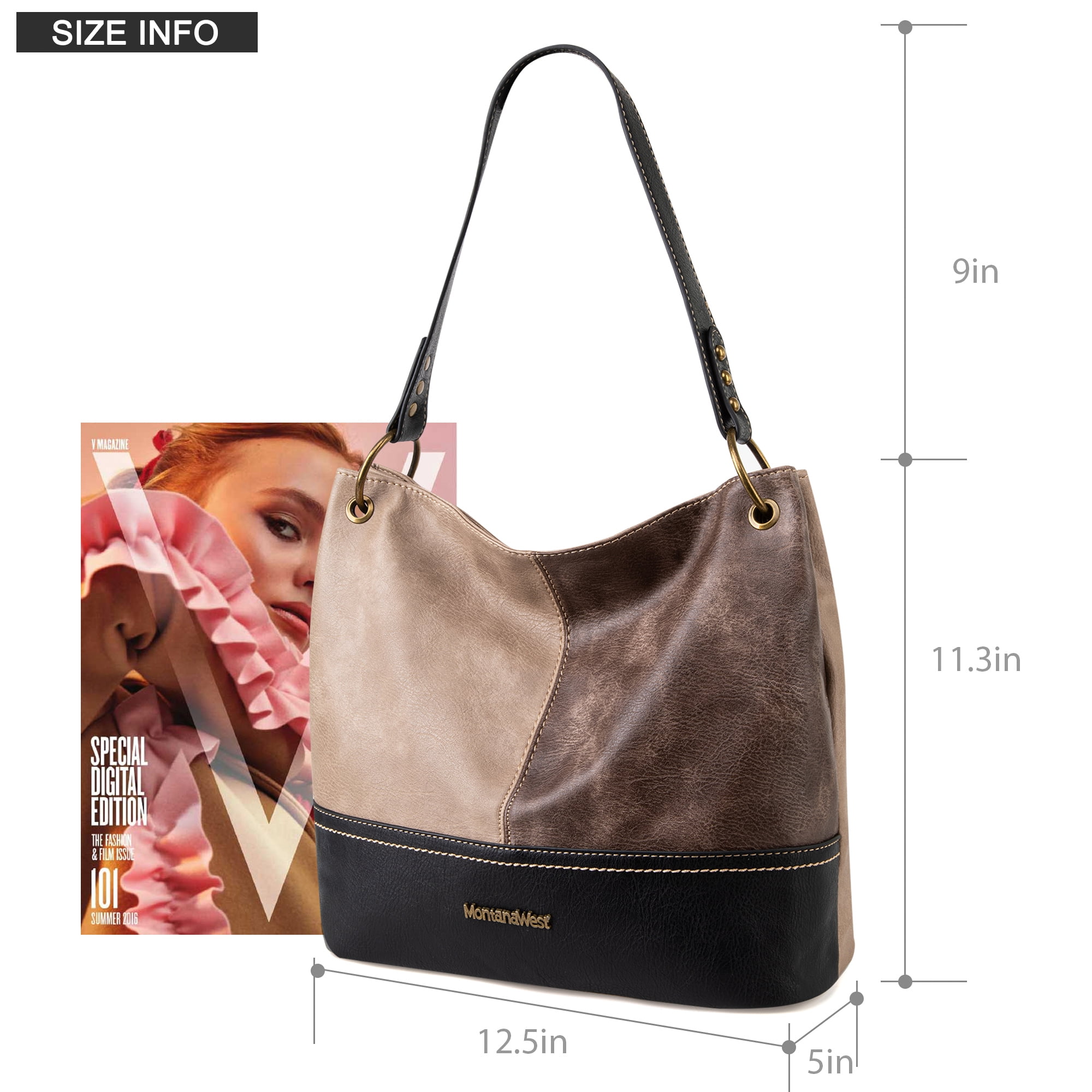 Montana West Purses for Women Hobo Shoulder Handbags with Zipper, Tan