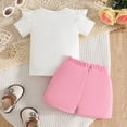 thumbnail image 7 of kpoplk Toddler Baby Girl Summer Clothes 3 6 9 12 18 24 Months Cotton Outfits Short Sleeve Contrast T-Shirts Tops Shorts Sets(Pink,9-12 M), 7 of 7