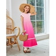 thumbnail image 4 of Arshiner Girls Summer Maxi Dresses Short Sleeve Casual Flowy Tiered A-Line Dress with Pockets, 4 of 6