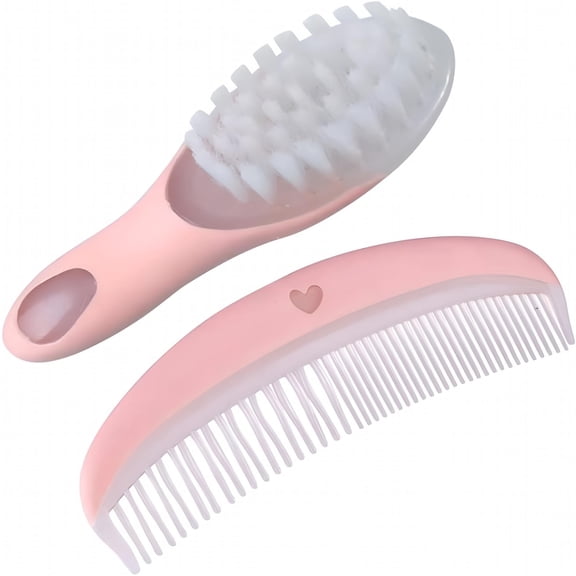 RAGUPEL Baby Soft Brush And Comb Set Eco Friendly Massage Hairbrush Bath Brush For Newborns And Toddlers (pink,1set)