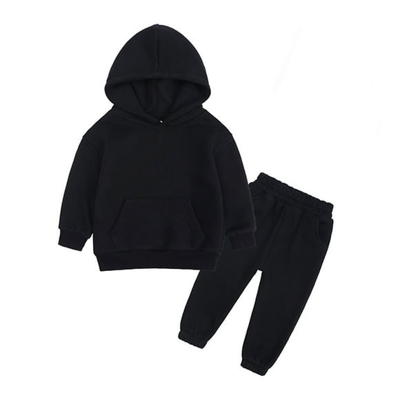 WEAIXIMIUNG Ensemble de Survêtement Junior pour Tout-Petits Enfants Filles Garçons Printemps Hiver Solide Chaud Épais à Manches Longues Pantalon Ensemble de Sweat à Capuche