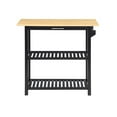 thumbnail image 4 of Pemberly Row 3-Tier Butcher Block Kitchen Prep Island with Drawer- Black Wood, 4 of 10
