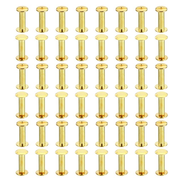100 Conjuntos de Tornillos Chicago, M5x18mm Tornillo de Poste de Unión Phillips de Latón para Cuero, Dorado