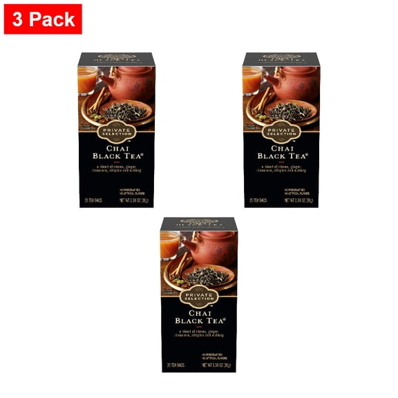 Private Selection Chai Black Tea Wire Free Teabags with Foil Envelope 20 ct - 3 Pack