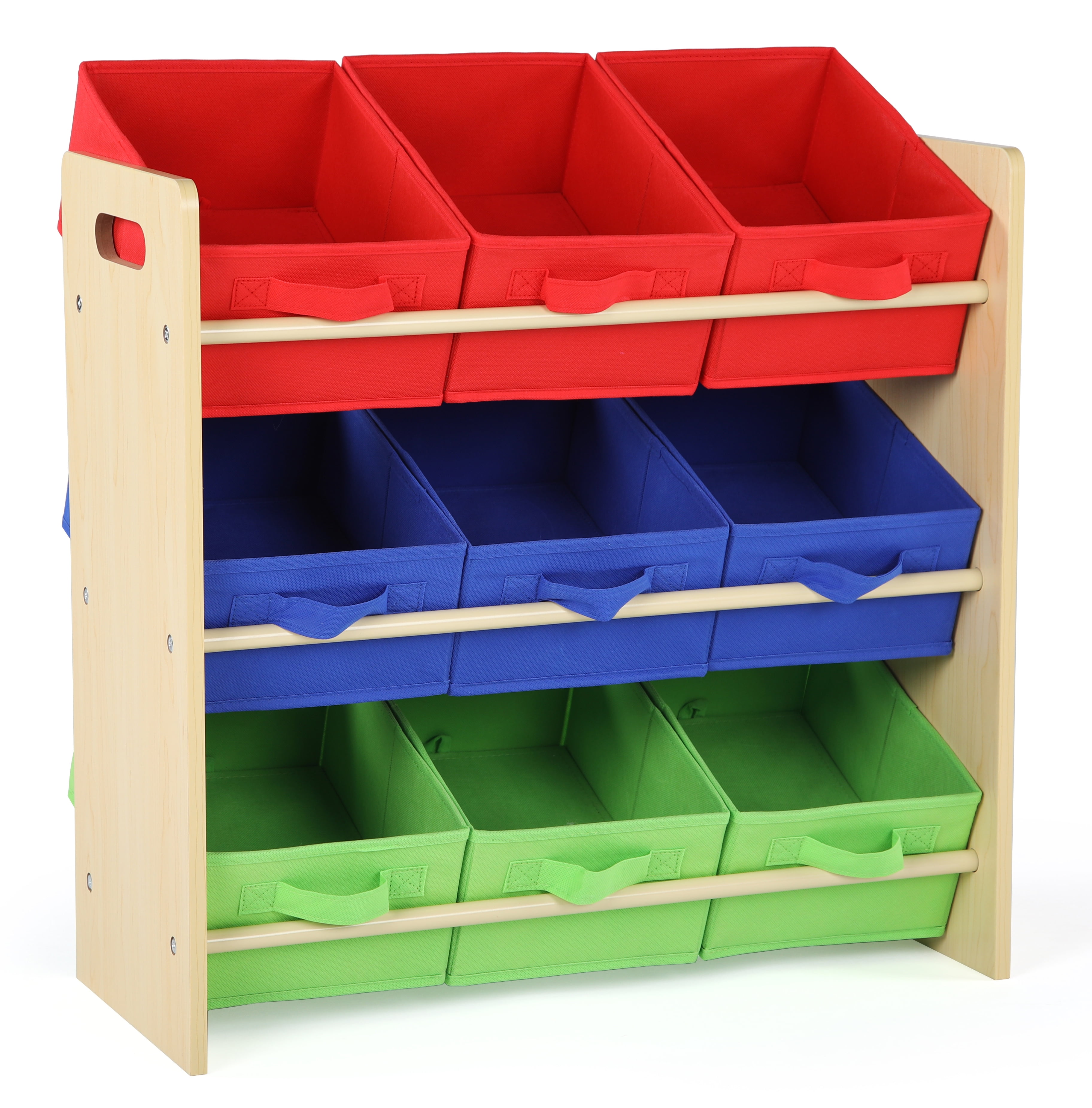 Humble Crew Natural/Primary Kids Toy Storage Organizer w/ 9 Fabric Bins, Primary Collection