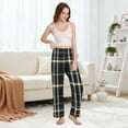 thumbnail image 5 of Dailycode Women's Pajama Pants Wide Leg Lounge Pj Bottoms With Pockets Dark Navy Blue Plaid, 5 of 7