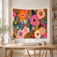 thumbnail image 5 of Orange Daisies Among Teal Shapes and Zebra Stripes, Playful Maximalist for Art Lovers, Floral Collage Decor, New Home Gift, Tapestry Wall Hanging for Studio and Living Room, 5 of 7