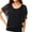 #04BlacK, variant on Elegant Double Layer Chiffon Blouses for Women Plus Size Loose Batwing Short Sleeve Round Neck Casual Office Dressy Tops Purple 3XL