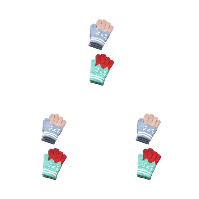 Jumpingount 2 pares de guantes para niños con dedos completos de dibujos animados para niños pequeños deportes al aire libre ciclismo montar Type1 NO1