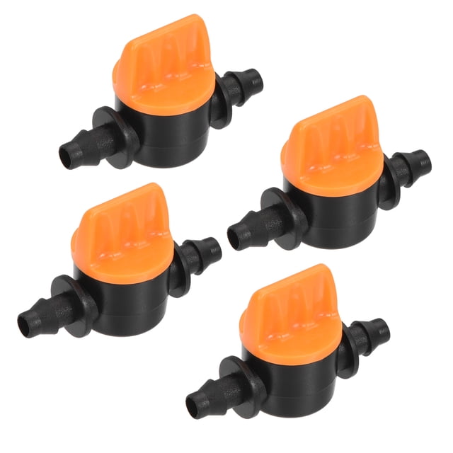 Uxcell 1/4" Conector de espiga micro con interruptor de cierre de válvula de bola de plástico para riego 4 paquetes