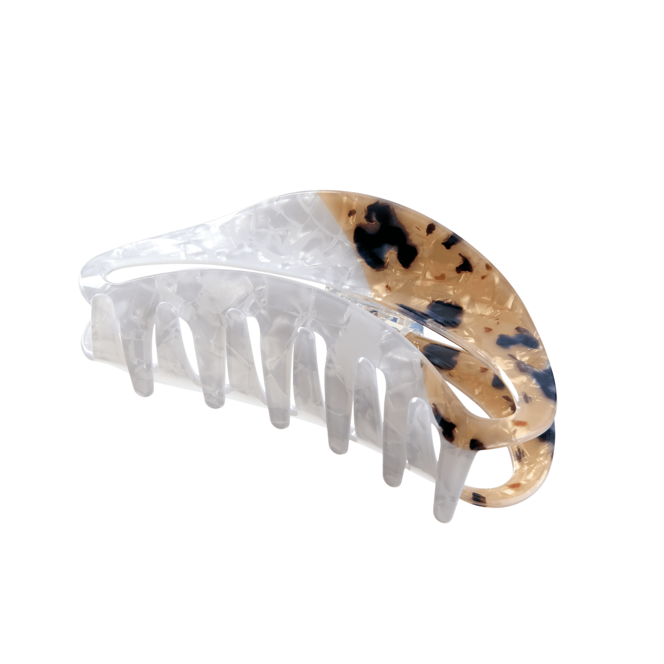 Scunci Luxe by Conair Oval Claw Clip, White & Tortoiseshell with Gold-Tone Hinge, 1 Count