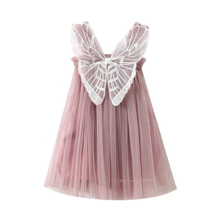 

Sunisery Kids Girls Princess Dress Sleeveless Butterfly Shape Mesh Decoration Dress Summer Suspender Gauze Dress