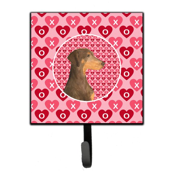 Carolines Treasures SS4479SH4 Doberman Hearts Love and Valentines Day Portrait Leash or Key Holder Single Hook