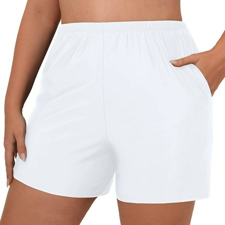 CAIVO Women Swimwear Plus Size High Waist Bikini Bottoms Swim Briefs Beach Shorts Ruched Bottom High Cut Swim Bottom Full Coverage Swimbottom Breathable Beach Vacation Summer Swim Wear